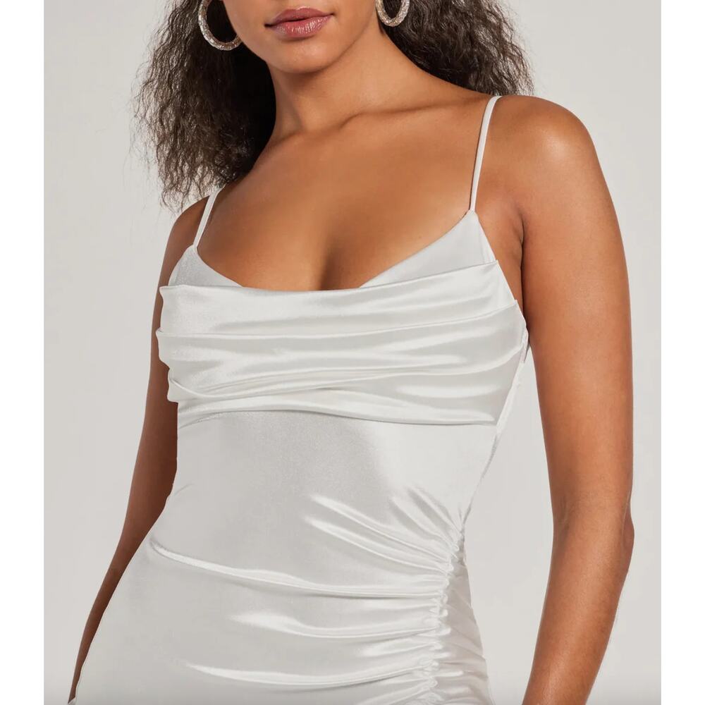 Windsor Kristen Formal Satin Cowl Neck Midi Dress - Picture 12 of 12